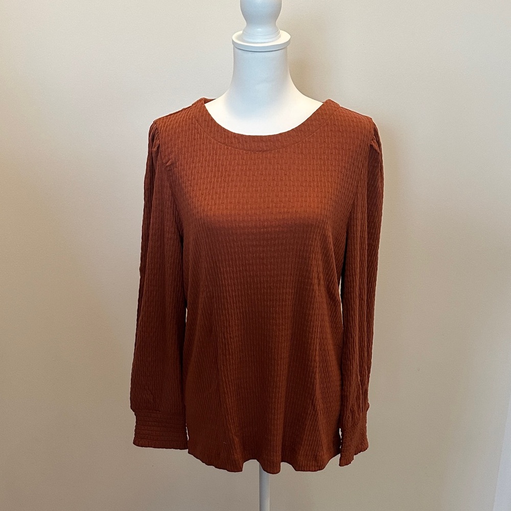 LOFT Women's Long Sleeve Top in Warm Rust
